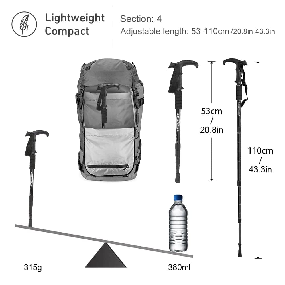 Opvouwbare trekkingstok 4-delig - aluminium, 53-110 cm 2