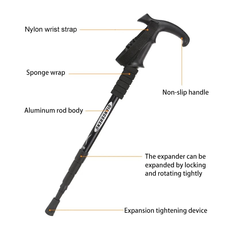 Opvouwbare trekkingstok 4-delig - aluminium, 53-110 cm 3