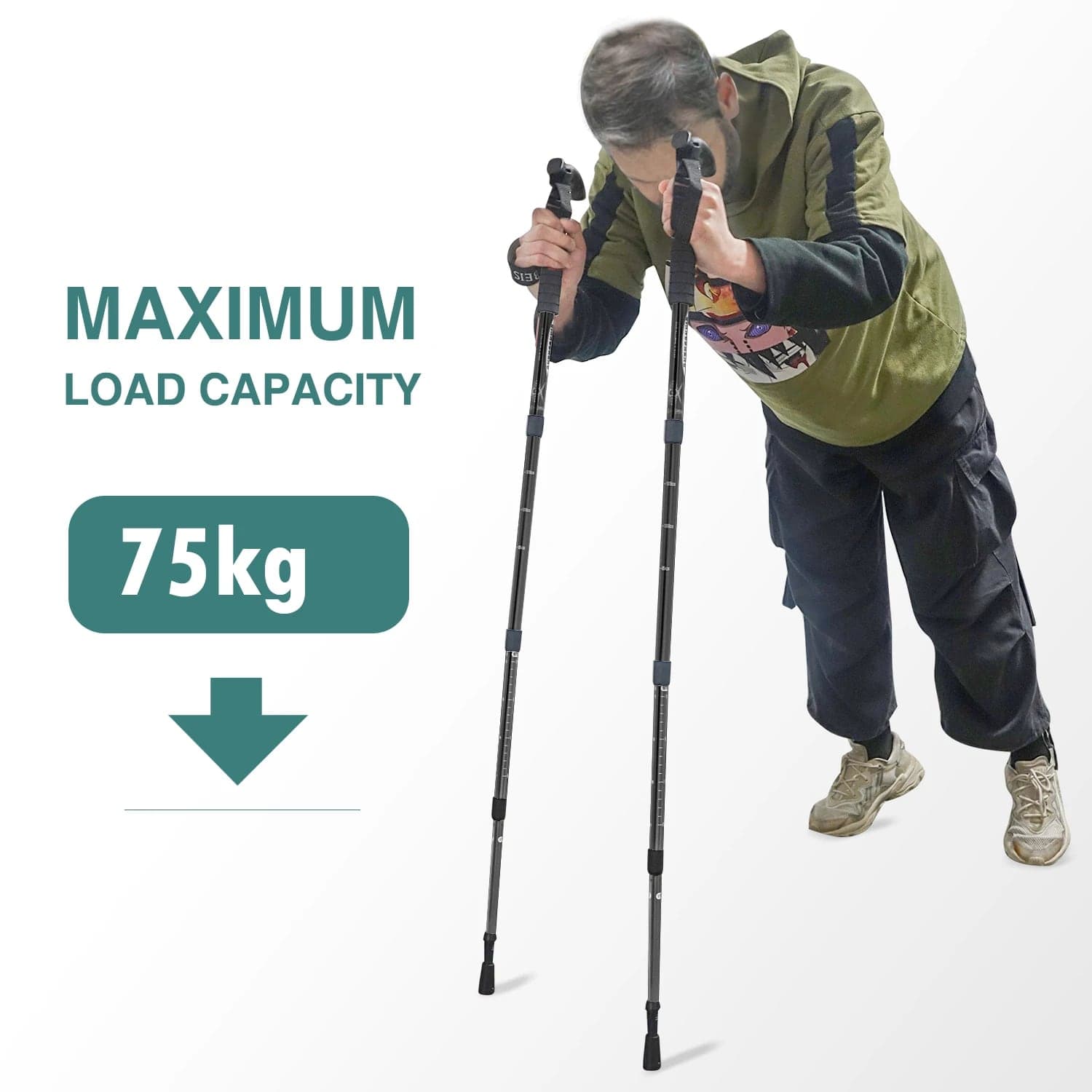 Opvouwbare trekkingstok 4-delig - aluminium, 53-110 cm 5