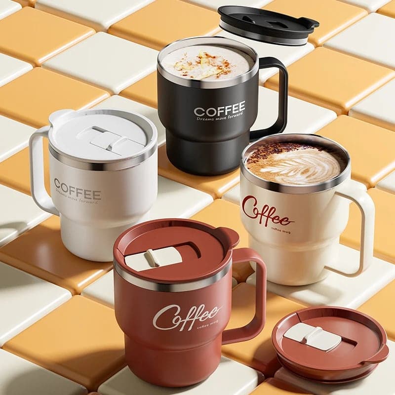 Dubbelwandige koffiemok 400 ml - 304 RVS, lekvrij